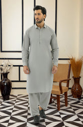 SUMMER'25 MEN KAMEEZ SHALWAR SILVER GREY