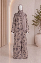 BEIGE PRINTED ABAYA