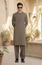 SOLDIER-GREEN BLENDED KAMEEZ SHALWAR