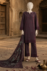 EMBROIDERED CAMBRIC STITCHED 3 PIECE