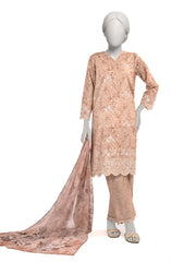 EMBROIDERED PRINTED CAMBRIC STITCHED 3 PIECE