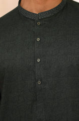 OLIVE-GREEN 100% COTTON PRINTED KURTA