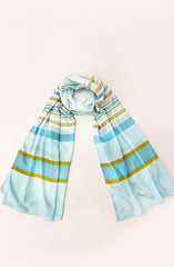 LIGHT-BLUE PRINTED VISCOSE STOLE