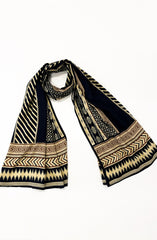 BLACK PRINTED VISCOSE STOLE