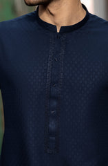 INK-BLUE BLENDED EMBROIDERED KURTA