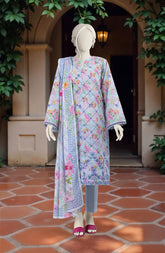 EMBROIDERED PRINTED CAMBRIC STITCHED 3 PIECE