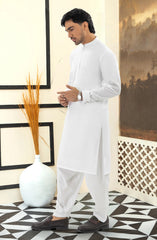 SUMMER'25 MEN KAMEEZ SHALWAR WHITE