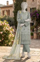 EMBROIDERED PRINTED LAWN 3PCS UNSTITCHED