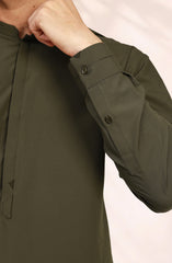 OLIVE BLENDED KAMEEZ SHALWAR