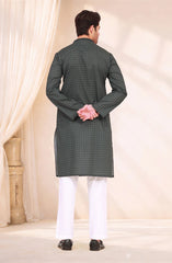 GRAPHITE 100% COTTON PRINTED EMBROIDERED KURTA