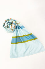 LIGHT-BLUE PRINTED VISCOSE STOLE