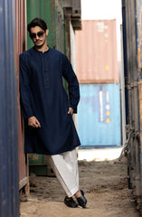 INK-BLUE BLENDED EMBROIDERED KURTA