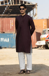MAROON BLENDED EMBROIDERED KURTA