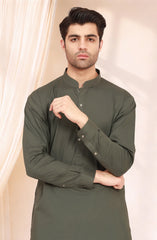 FOREST-GREEN 100% COTTON KAMEEZ SHALWAR