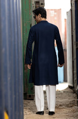 INK-BLUE BLENDED EMBROIDERED KURTA
