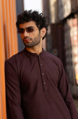MAROON BLENDED EMBROIDERED KURTA