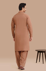 CAMEL BLENDED EMBROIDERED KAMEEZ SHALWAR