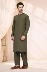 OLIVE BLENDED KAMEEZ SHALWAR