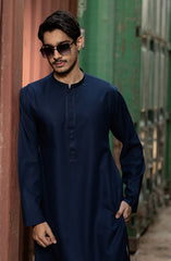 INK-BLUE BLENDED EMBROIDERED KURTA