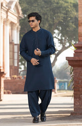 INK-BLUE BLENDED EMBROIDERED KAMEEZ SHALWAR