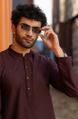 MAROON BLENDED EMBROIDERED KURTA