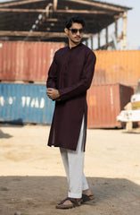 MAROON BLENDED EMBROIDERED KURTA