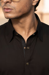DARK-BROWN BLENDED KAMEEZ SHALWAR
