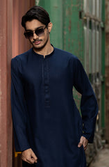 INK-BLUE BLENDED EMBROIDERED KURTA