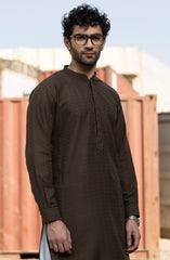CHOCOLATE BROWN BLENDED EMBROIDERED KURTA