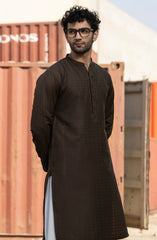 CHOCOLATE BROWN BLENDED EMBROIDERED KURTA
