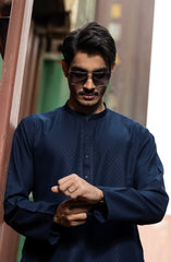 INK-BLUE BLENDED EMBROIDERED KURTA