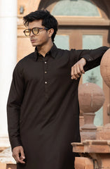 DARK-BROWN BLENDED KAMEEZ SHALWAR