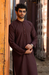 MAROON BLENDED EMBROIDERED KURTA