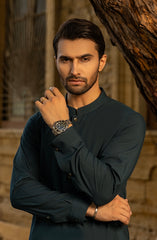 WINTER'23 MEN KAMEEZ SHALWAR WITH WAIST COAT TEAL