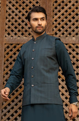 WINTER'23 MEN KAMEEZ SHALWAR WITH WAIST COAT TEAL