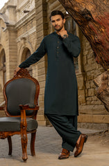 WINTER'23 MEN KAMEEZ SHALWAR WITH WAIST COAT TEAL