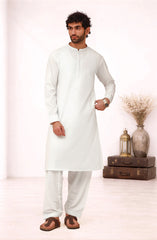 OFF-WHITE BLENDED EMBROIDERED KAMEEZ SHALWAR