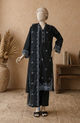 EMBROIDERED CAMBRIC STITCHED 3 PIECE