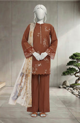 EMBROIDERED CAMBRIC 3PCS UNSTITCHED