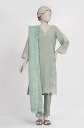 EMBROIDERED CAMBRIC STITCHED 3 PIECE