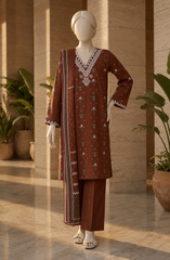 EMBROIDERED CAMBRIC STITCHED 3 PIECE