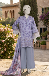 EMBROIDERED PRINTED LAWN 3PCS UNSTITCHED