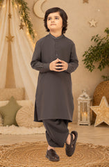 DARK-GREY EMBROIDERED BLENDED KAMEEZ SHALWAR