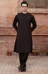 CHOCOLATE-BROWN BLENDED EMBROIDERED KAMEEZ SHALWAR