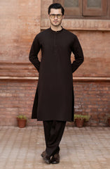 CHOCOLATE-BROWN BLENDED EMBROIDERED KAMEEZ SHALWAR