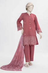 EMBROIDERED CAMBRIC STITCHED 3 PIECE