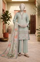 EMBROIDERED CAMBRIC 3PCS UNSTITCHED