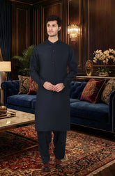 BOTTLE-GREEN BLENDED KAMEEZ SHALWAR