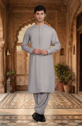 FEATHER-GREY BLENDED KAMEEZ SHALWAR