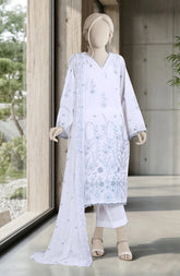 EMBROIDERED CAMBRIC 3PCS UNSTITCHED